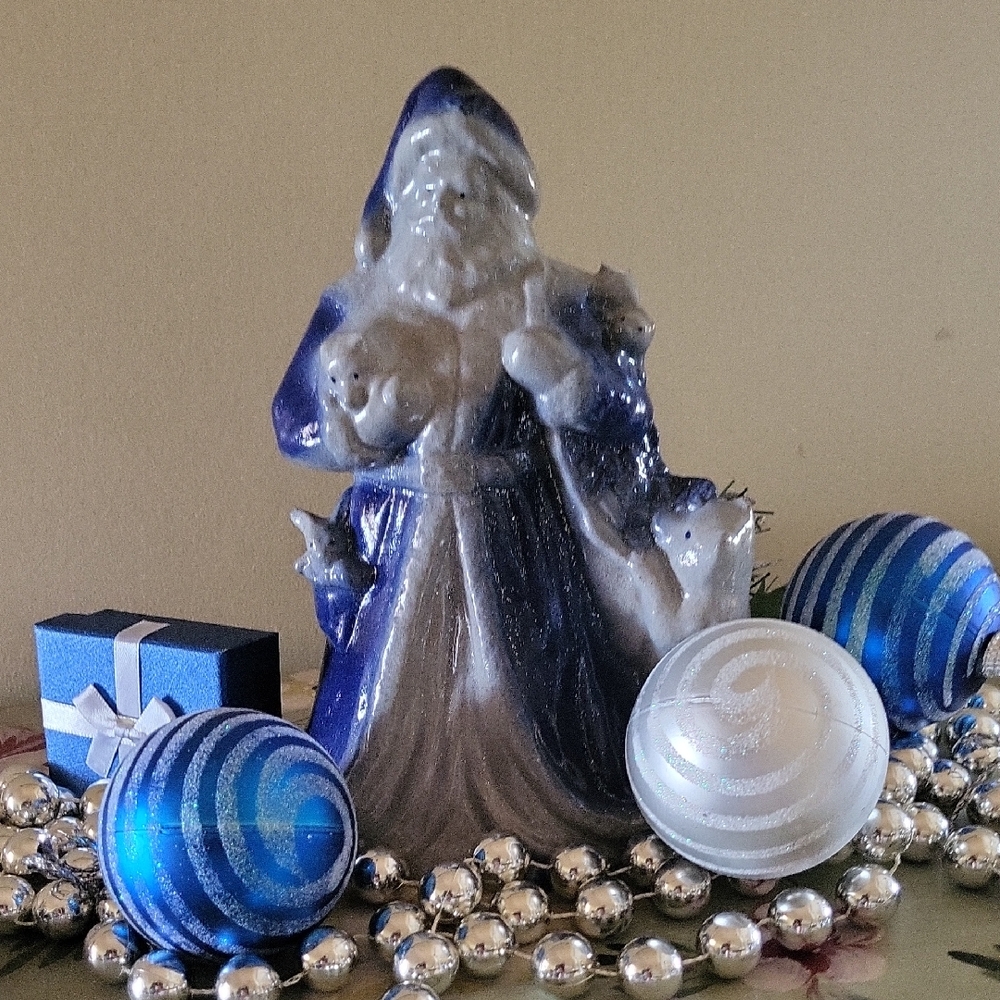 Blue and White Pottery Santa Figurine Limited Edition8